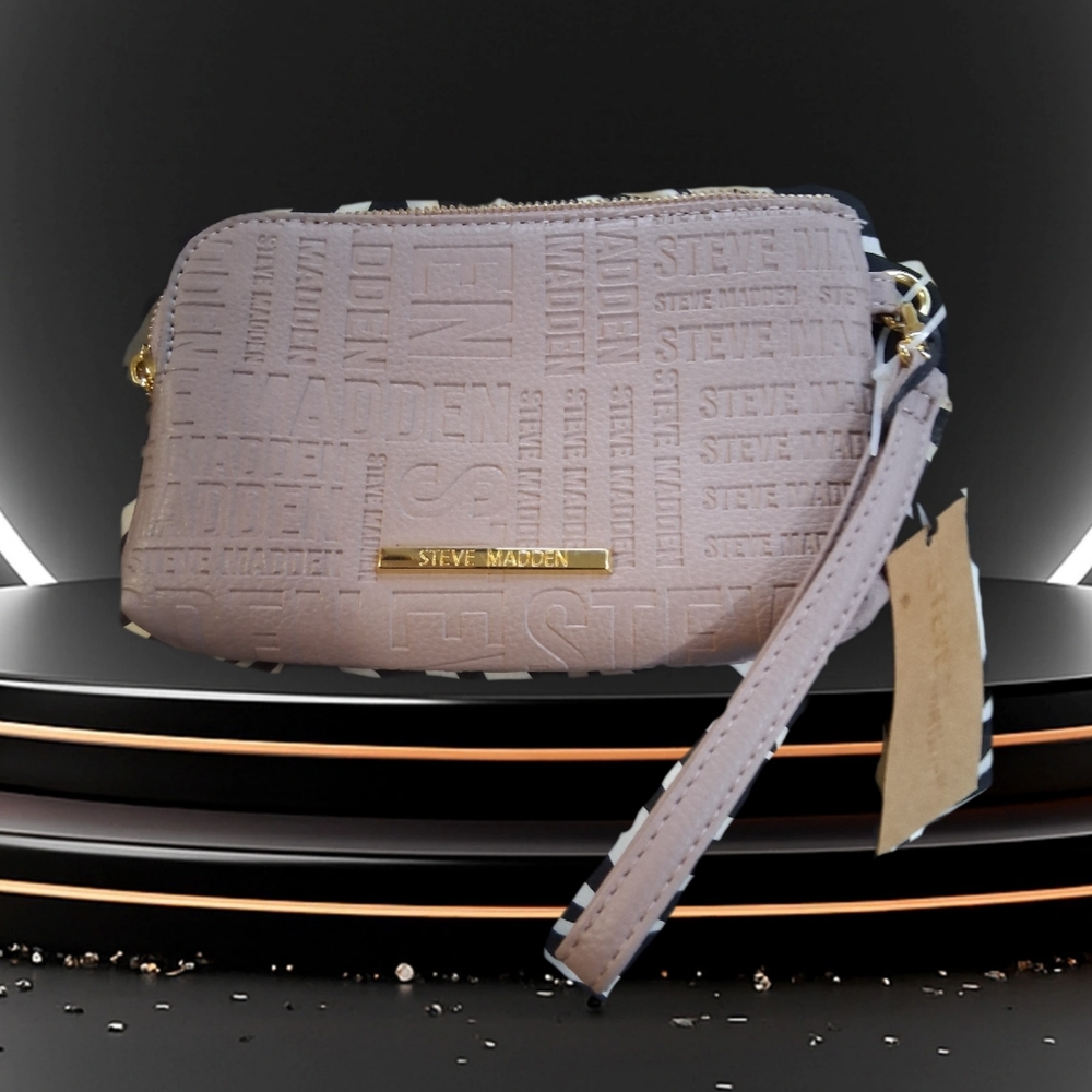 Steve Madden Embossed Wristlet in Taupe